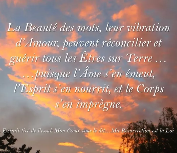 La beauté des mots, leur vibration d’amour...